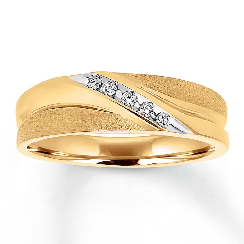 Main Image 1 of Previously Owned Men's Diamond Wedding Band 1/15 ct tw Round-cut 10K Yellow Gold