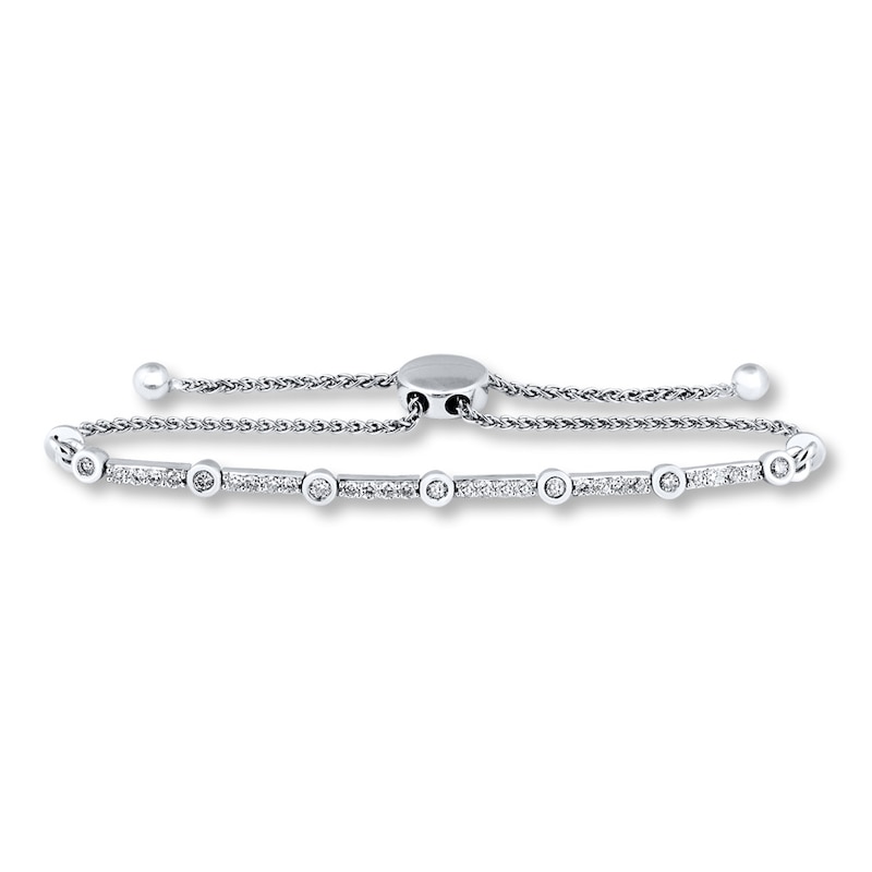 Main Image 1 of Previously Owned Diamond Bolo Bracelet 3/4 ct tw Round-cut 10K White Gold 9.5&quot;