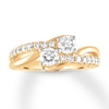 Thumbnail Image 1 of Previously Owned Ever Us Two-Stone Diamond Anniversary Ring 1 ct tw Round-cut 14K Yellow Gold - Size 10