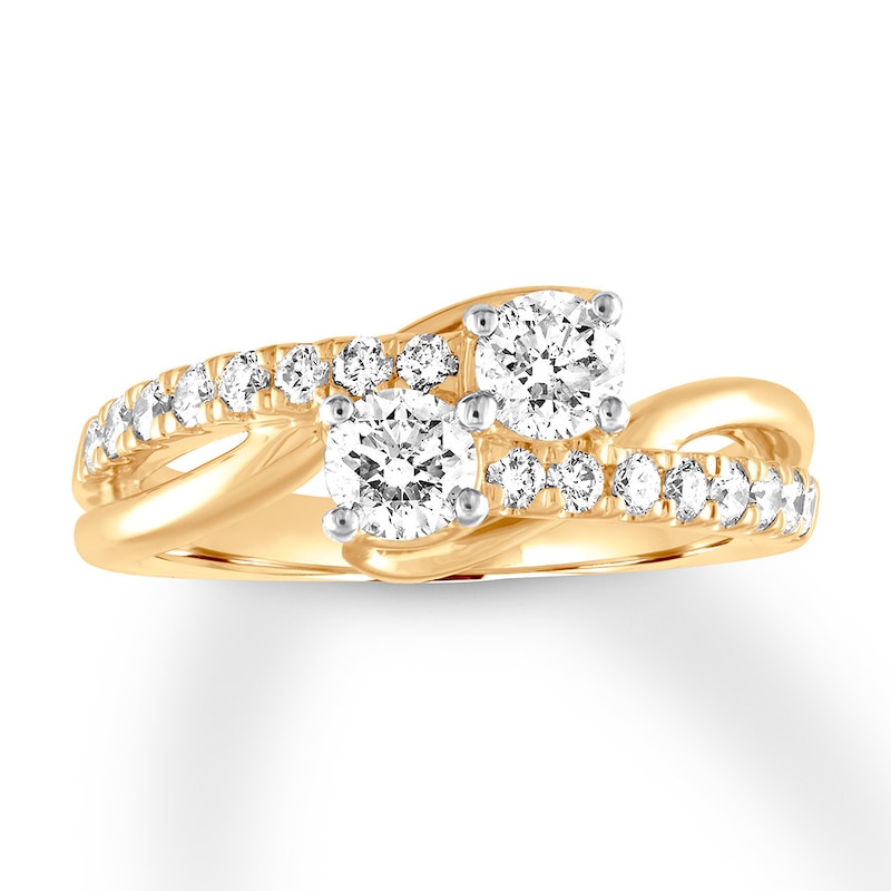 Main Image 1 of Previously Owned Ever Us Two-Stone Diamond Anniversary Ring 1 ct tw Round-cut 14K Yellow Gold - Size 10