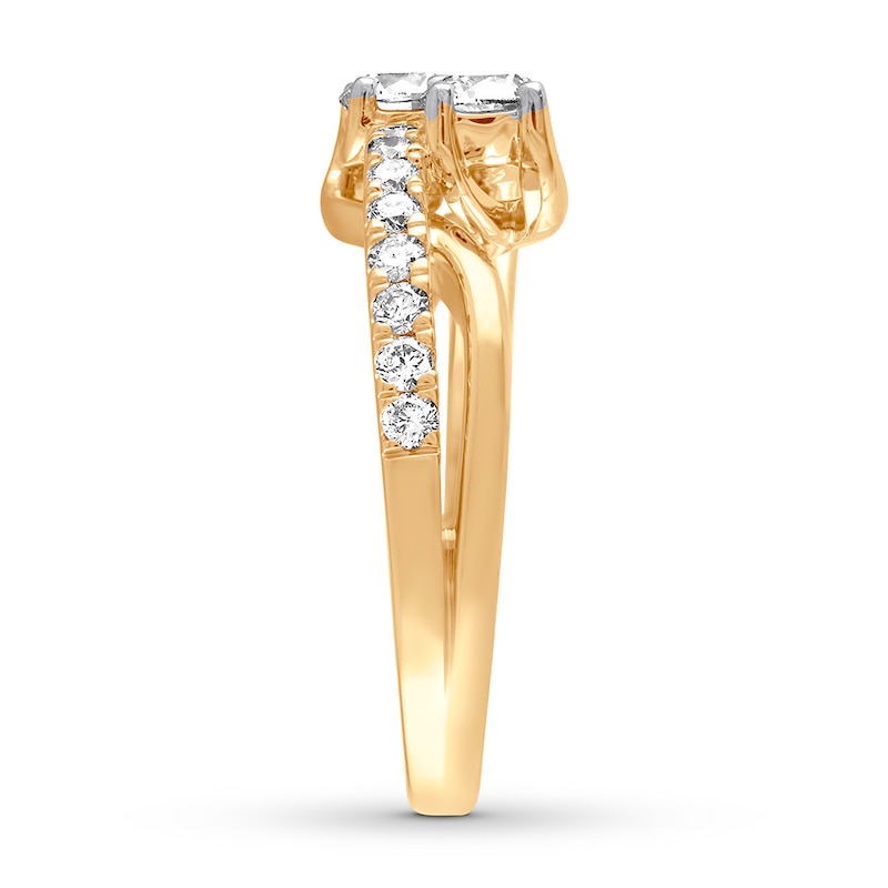 Main Image 2 of Previously Owned Ever Us Two-Stone Diamond Anniversary Ring 1 ct tw Round-cut 14K Yellow Gold - Size 10