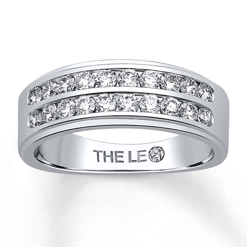 Main Image 1 of Previously Owned THE LEO Men's Wedding Band 1 ct tw Round-cut Diamonds 14K White Gold - Size 7.5