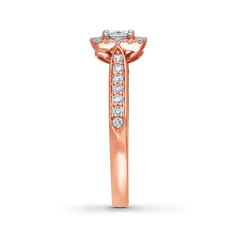 Previously Owned THE LEO Diamond Engagement Ring 5/8 ct tw Princess & Round-cut 14K Rose Gold - Size 4.75