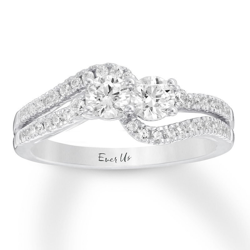 Main Image 1 of Previously Owned Ever Us Diamond Engagement Ring 3/4 ct tw Round-cut 14K White Gold - Size 4.5