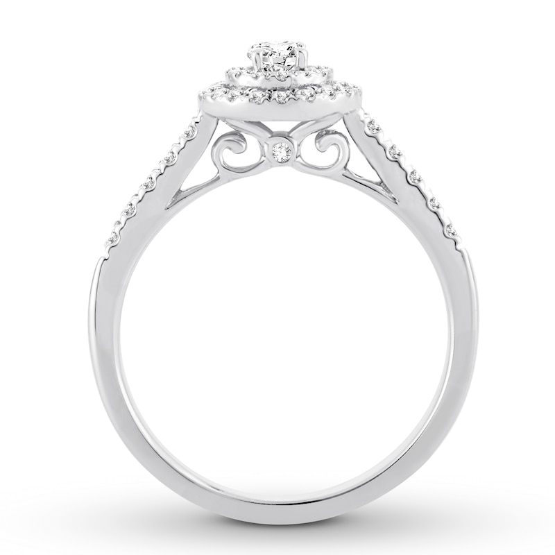 Main Image 2 of Previously Owned Diamond Engagement Ring 1/2 ct tw Oval & Round-cut 14K White Gold