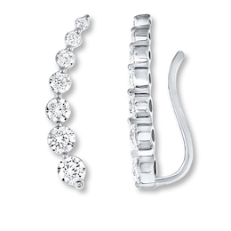 Previously Owned THE LEO Diamond Climber Earrings 1-1/5 carats twt 14K White Gold