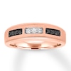 Thumbnail Image 1 of Previously Owned Men's Black & White Diamond Wedding Band 1/4 ct tw Round-cut 10K Rose Gold