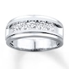 Thumbnail Image 1 of Previously Owned Men's Diamond Wedding Band 1 ct tw Round-cut 10K White Gold