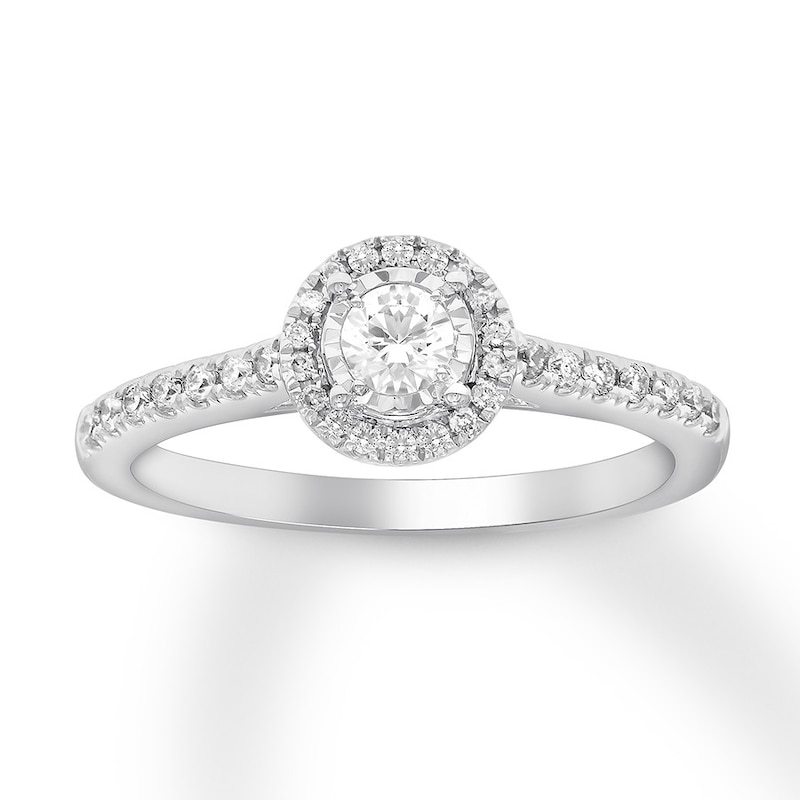 Main Image 1 of Previously Owned Diamond Engagement Ring 1/3 ct tw Round-cut 10K White Gold