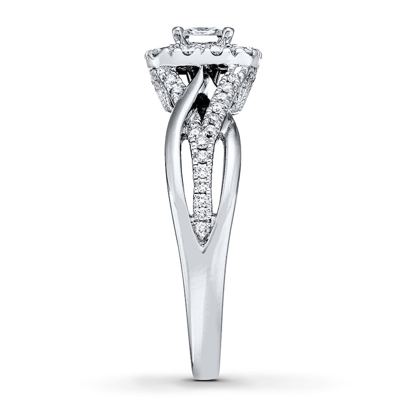 Previously Owned Neil Lane Engagement Ring 5/8 ct tw Princess & Round-cut Diamonds 14K White Gold