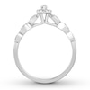 Thumbnail Image 1 of Previously Owned Diamond Engagement Ring 1/3 ct tw Marquise & Round-cut 10K White Gold - Size 12.5