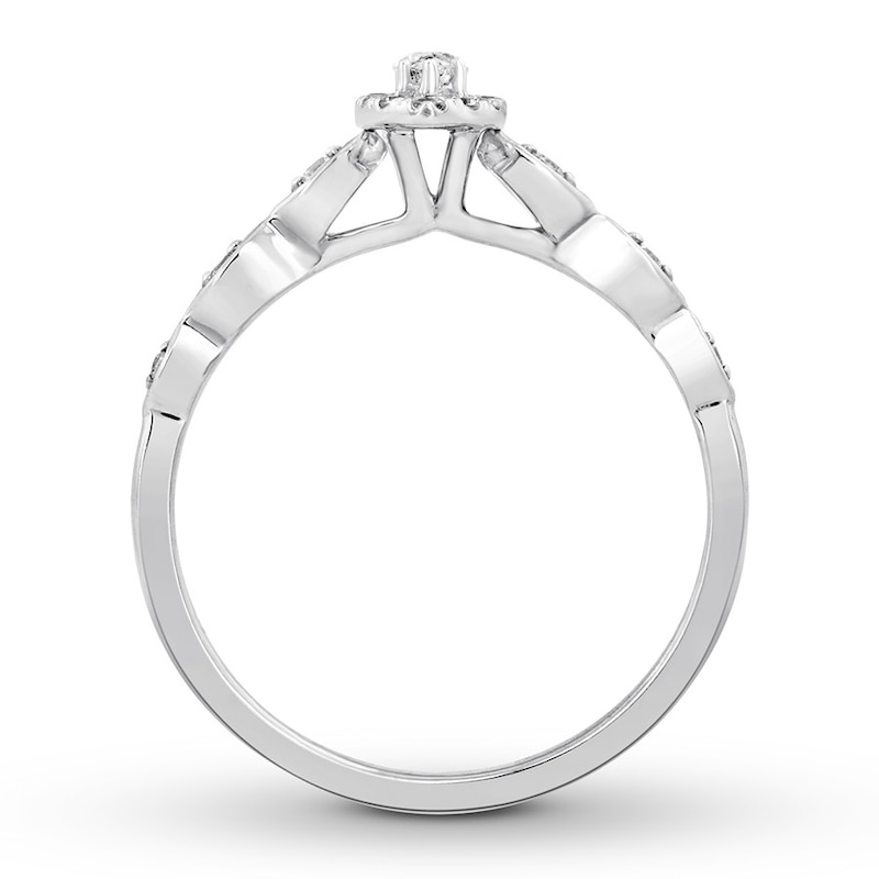Previously Owned Diamond Engagement Ring 1/3 ct tw Marquise & Round-cut 10K White Gold - Size 12.5