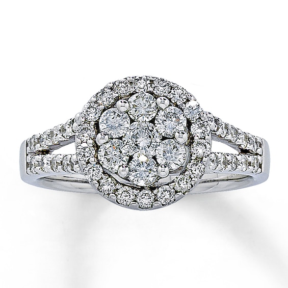 Previously Owned Diamond Engagement Ring ct tw Round-cut 14K White Gold
