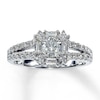 Thumbnail Image 0 of Previously Owned Diamond Engagement Ring 1 ct tw Round & Baguette-cut 14K White Gold - Size 3.25