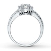 Thumbnail Image 1 of Previously Owned Diamond Engagement Ring 1 ct tw Round & Baguette-cut 14K White Gold - Size 3.25