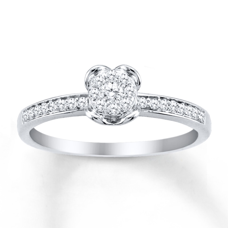Previously Owned Diamond Promise Ring 1/5 ct tw Round-cut 10K White Gold - Size 4