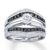 Thumbnail Image 4 of Previously Owned Diamond Enhancer Ring 1/2 ct tw Black & White Round-cut 14K White Gold - Size 3.75