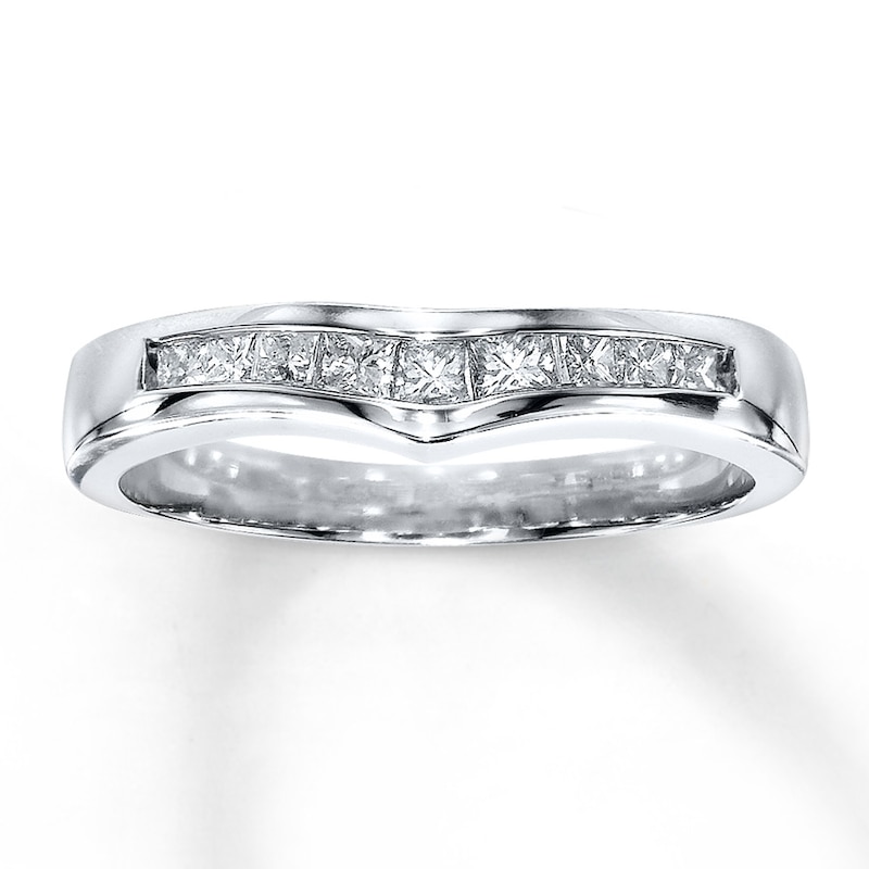 Main Image 1 of Previously Owned Diamond Enhancer Ring 3/8 ct tw Princess-Cut 14K White Gold - Size 4