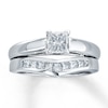 Thumbnail Image 4 of Previously Owned Diamond Enhancer Ring 3/8 ct tw Princess-Cut 14K White Gold - Size 4