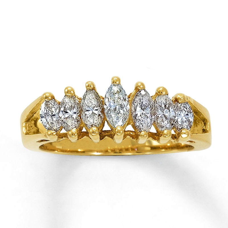 Previously Owned Anniversary Ring 1/2 ct tw Marquise-cut Diamonds 14K Yellow Gold - Size 3.5