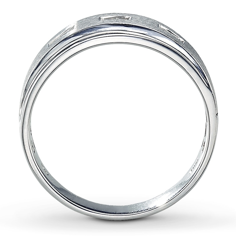 Main Image 2 of Previously Owned Men's Diamond Wedding Band 1/6 ct tw 10K White Gold - Size 7.25