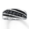 Thumbnail Image 0 of Previously Owned Men's Black Diamond Ring 3/4 ct tw Round-cut 10K White Gold - Size 12.75