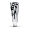 Thumbnail Image 1 of Previously Owned Men's Black Diamond Ring 3/4 ct tw Round-cut 10K White Gold - Size 12.75