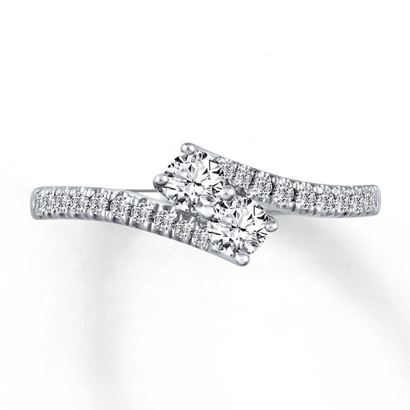 Previously Owned Ever Us Two-Stone Anniversary Ring 1/2 ct tw Round-cut Diamonds 14K White Gold - Size 10.5