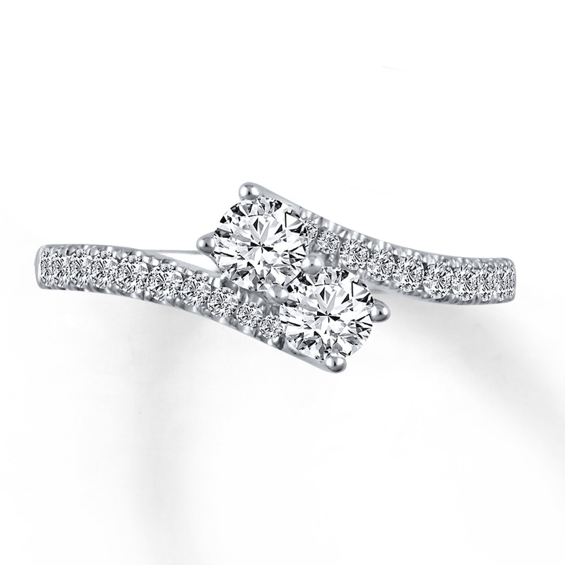 Previously Owned Ever Us Two-Stone Anniversary Ring 3/4 ct tw Round-cut Diamonds 14K White Gold - Size 9.5