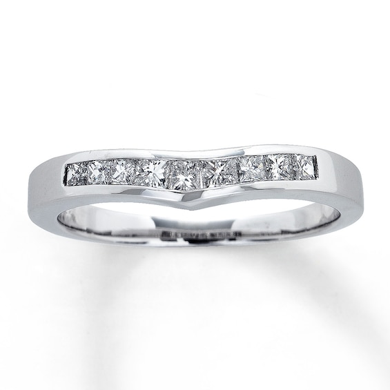 Previously Owned Diamond Enhancer Ring 3/8 ct tw Princess-Cut 14K White Gold - Size 10.75