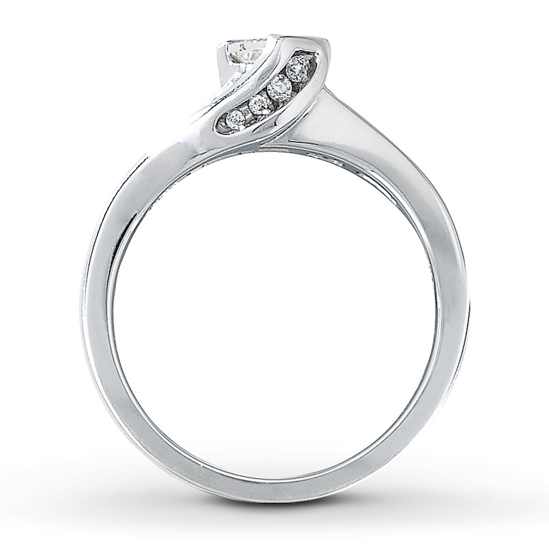 Main Image 2 of Previously Owned Engagement Ring 1/2 ct tw Princess & Round-cut 14K White Gold - Size 4