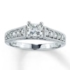 Thumbnail Image 0 of Previously Owned Diamond Engagement Ring 3/4 ct tw Princess & Round-cut 14K White Gold - Size 4