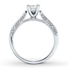 Thumbnail Image 1 of Previously Owned Diamond Engagement Ring 3/4 ct tw Princess & Round-cut 14K White Gold - Size 4
