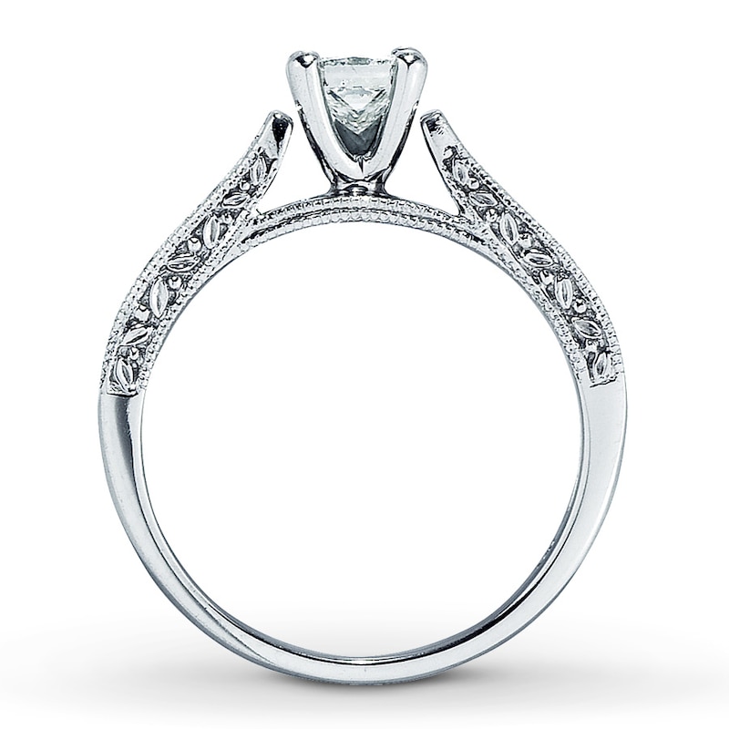 Previously Owned Diamond Engagement Ring 3/4 ct tw Princess & Round-cut 14K White Gold - Size 4