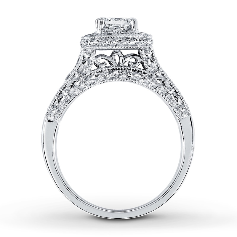 Previously Owned Diamond Engagement Ring 1 ct tw Princess & Round-cut 14K White Gold - Size 9.25