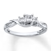 Thumbnail Image 0 of Previously Owned 3-Stone Diamond Ring 1/2 ct tw Princess & Round-cut 10K White Gold - Size 9