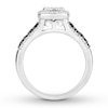 Thumbnail Image 2 of Previously Owned Black/White Diamond Engagement Ring 3/4 ct tw Princess & Round-cut 14K White Gold - Size 9.25