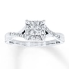 Thumbnail Image 1 of Previously Owned Engagement Ring 1/3 ct tw Princess & Round-cut Diamonds 10K White Gold - Size 9.5