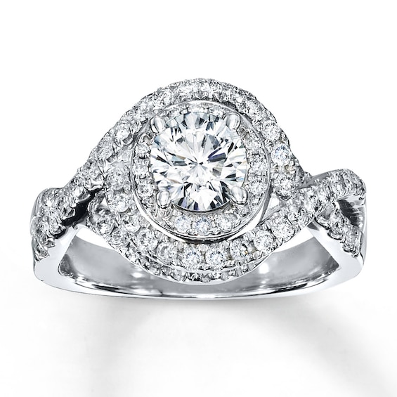 Previously Owned Engagement Ring 1-1/5 ct tw Round-cut Diamonds 14K White Gold - Size 10.5