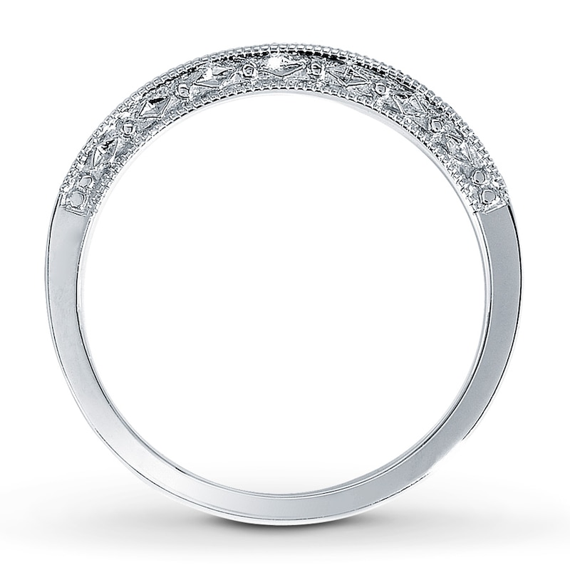 Main Image 2 of Previously Owned Wedding Band 1/4 ct tw Round-cut Diamonds 14K White Gold - Size 3.5