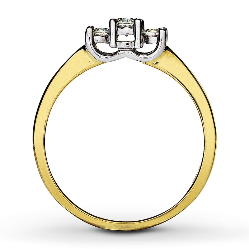 Previously Owned Three-Stone Diamond Engagement Ring 1/4 ct tw Round-cut 14K Yellow Gold - Size 2