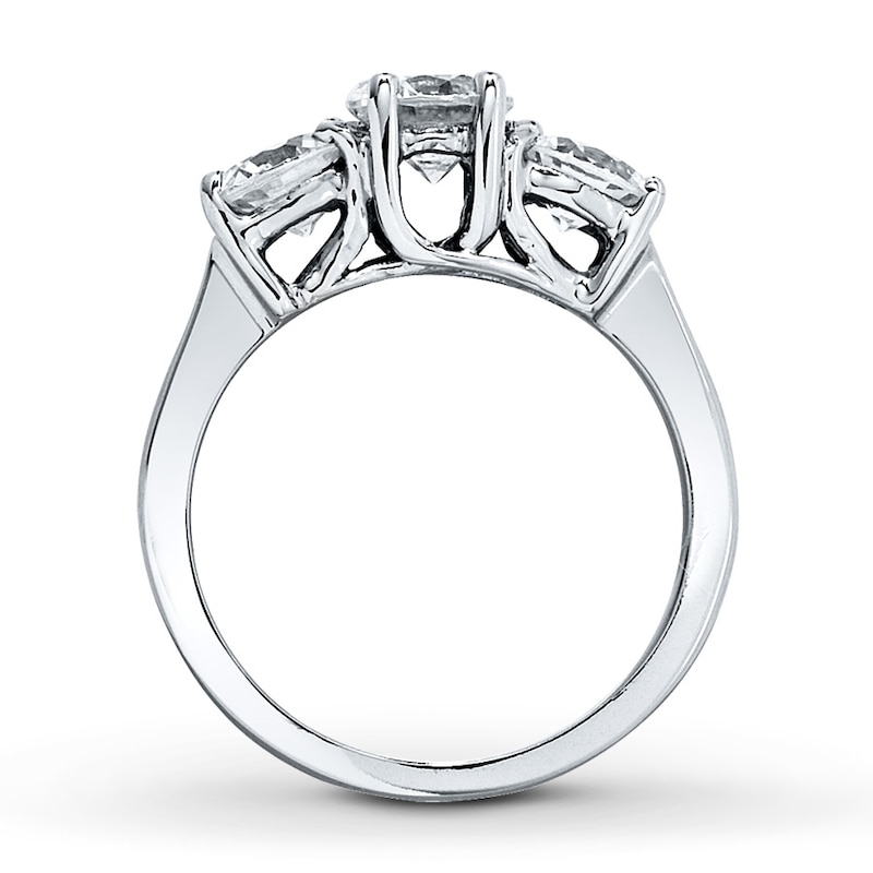 Previously Owned 3-Stone Diamond Engagement Ring 2 ct tw Round-cut 14K White Gold - Size 4