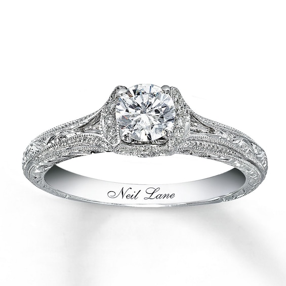 Previously Owned Neil Lane Engagement Ring 5/8 ct tw Round-cut Diamonds 14K White Gold - Size 4.25