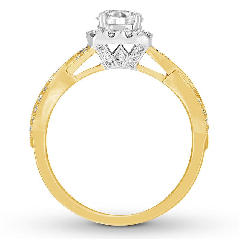 Main Image 2 of Previously Owned Neil Lane Diamond Engagement Ring 1-1/8 ct tw Round-cut 14K Two-Tone Gold