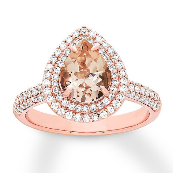 Previously Owned Morganite Engagement Ring 5/8 ct tw Round-cut Diamonds 14K Rose Gold