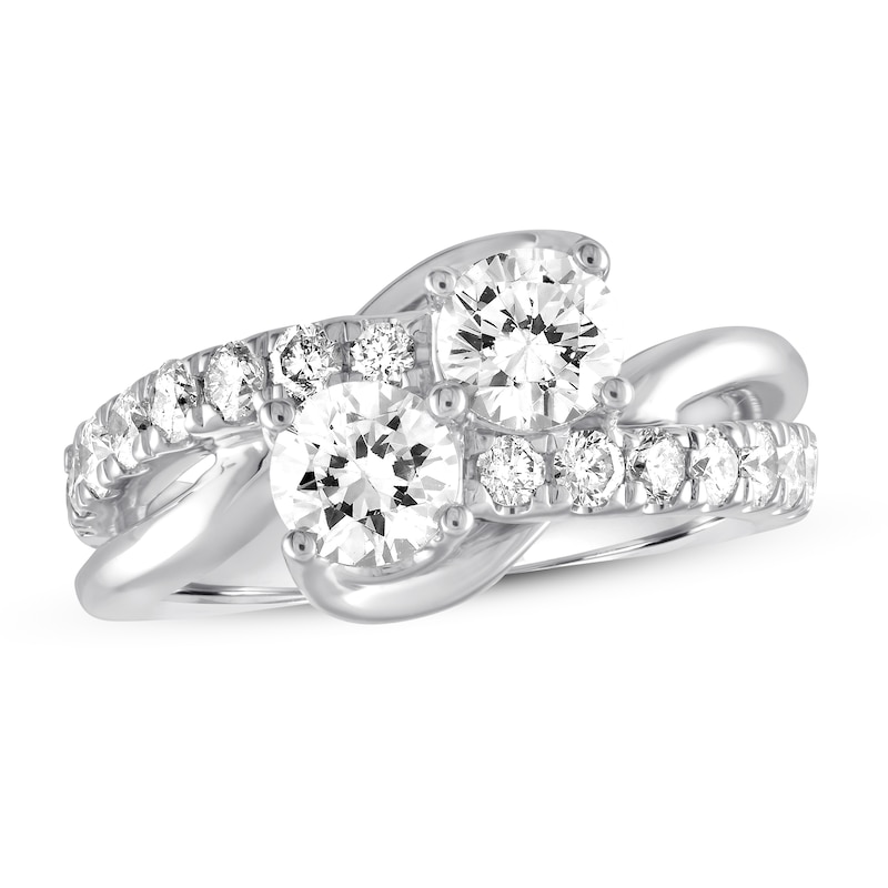 Main Image 1 of Previously Owned Ever Us Two-Stone Diamond Anniversary Ring 2 ct tw Round-cut 14K White Gold