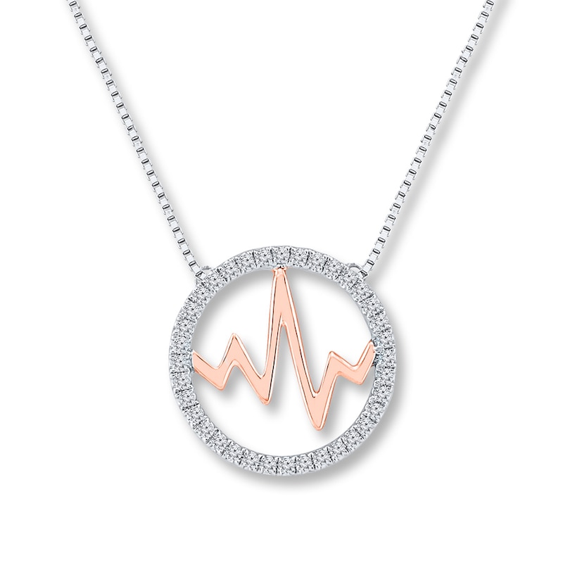 Heartbeat Necklace 1/20 ct tw Diamonds 10K White Gold