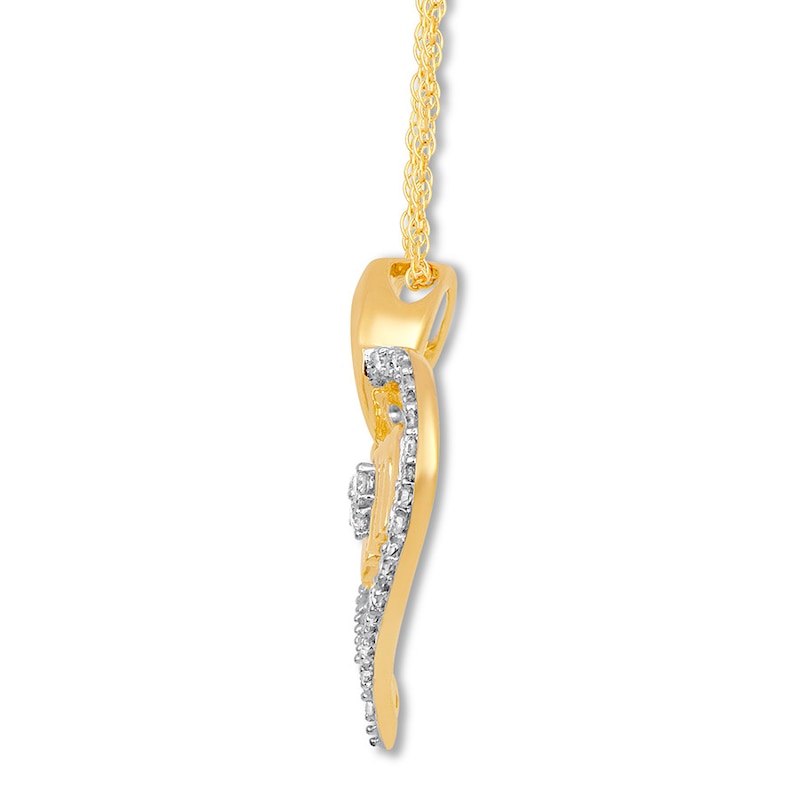 Main Image 2 of Previously Owned Diamond Heart &quot;Mom&quot; Necklace 1/10 ct tw 10K Yellow Gold