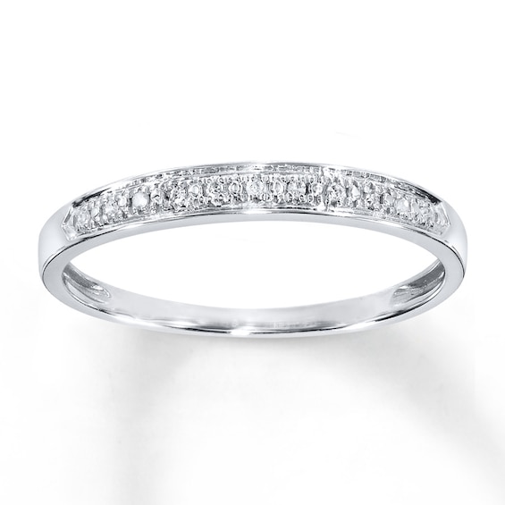 Previously Owned Diamond Accent Anniversary Band Round-cut 10K White Gold - Size 4.25