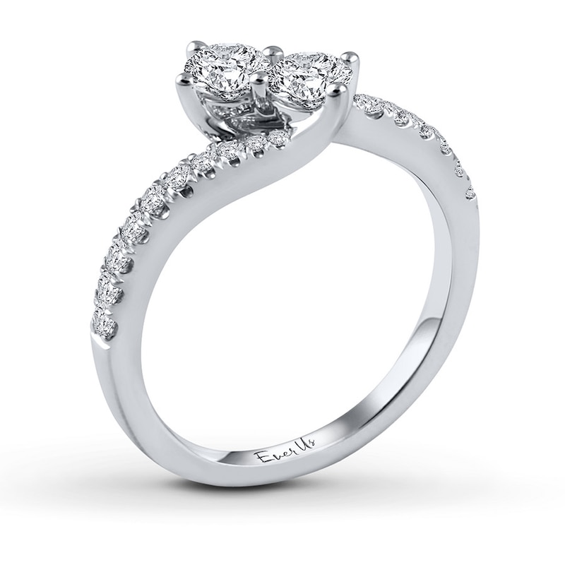 Main Image 2 of Previously Owned Ever Us Two-Stone Anniversary Ring 1/2 ct tw Round-cut Diamonds 14K White Gold - Size 10.25